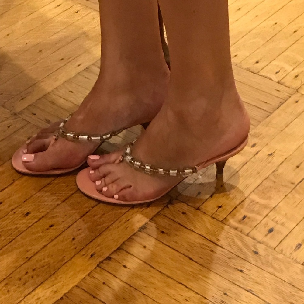 PRIVATELY SOLD!!! Chanel pink beige leather flip-flop mules, size 38 - Picture 3 of 7